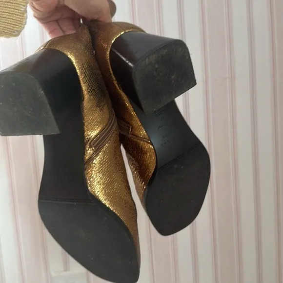 Sezane Bronze Metallic Axelle Ankle Boots 40 US 9