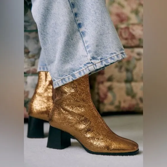 Sezane Bronze Metallic Axelle Ankle Boots 40 US 9