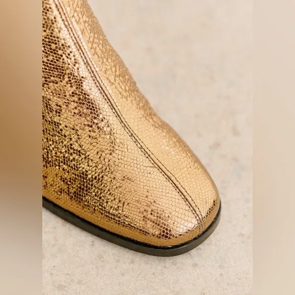 Sezane Bronze Metallic Axelle Ankle Boots 40 US 9