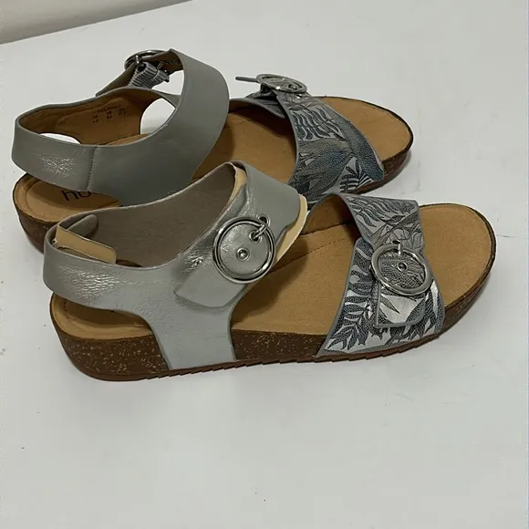 Silver and Gray Sandals with Buckle