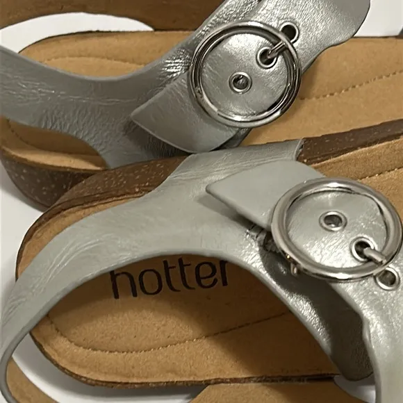 Silver and Gray Sandals with Buckle