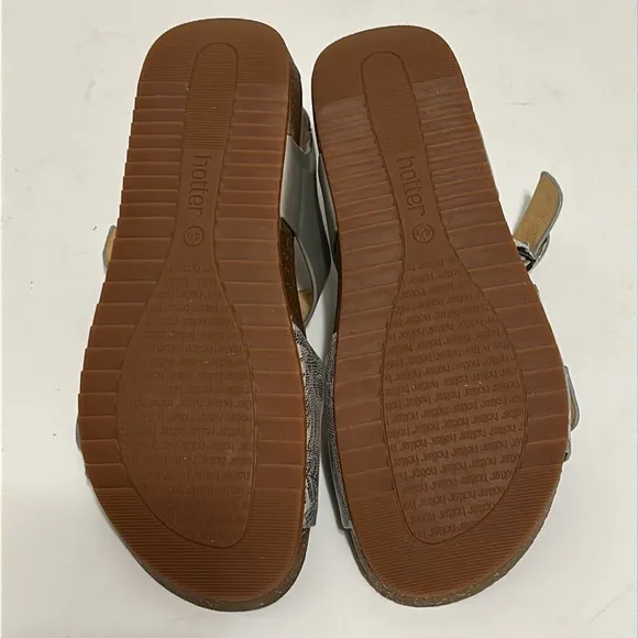 Silver and Gray Sandals with Buckle