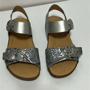 Silver and Gray Sandals with Buckle