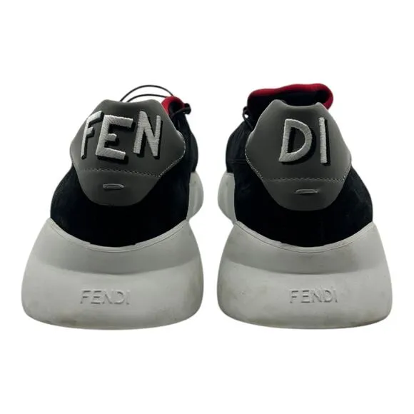 Size 13US - Fendi Scarpa Men's Sneakers Black Red Suede