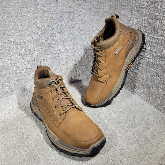 Skechers Respected Boswell Men's Size 12 Dark Brown Leather Ankle Boots 204454WW