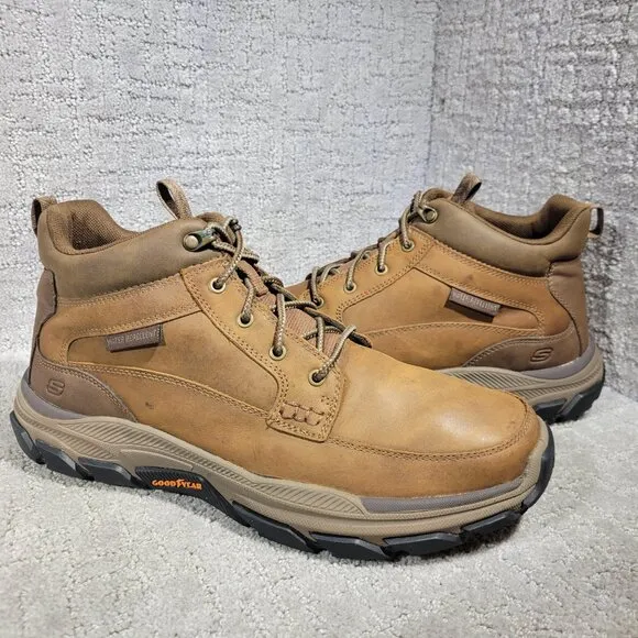 Skechers Respected Boswell Men's Size 12 Dark Brown Leather Ankle Boots 204454WW
