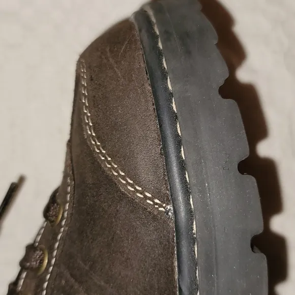 Skechers shoes loafers 100% leather brown Y2K thick soles platform heels sz 7.5