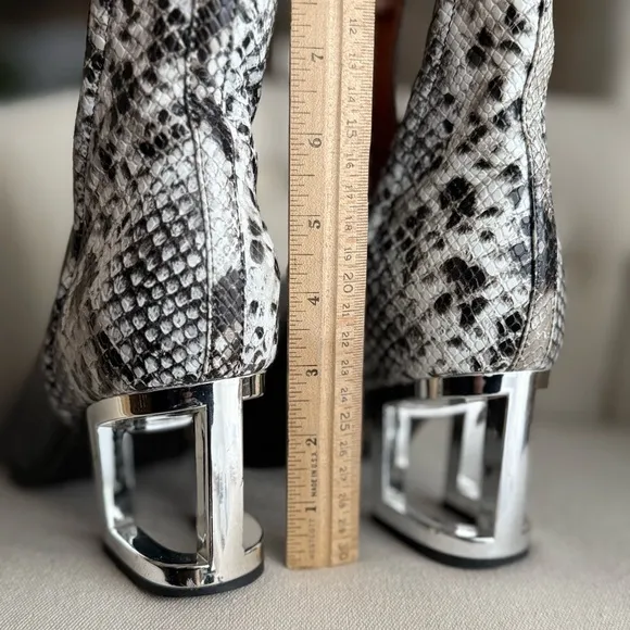 Snakeskin Pattern Boots with Silver Heels