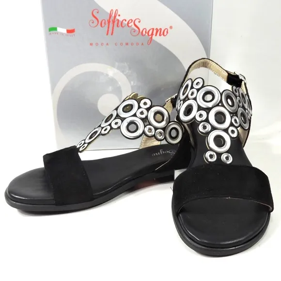 SOFFICE SOGNO🇮🇹 BLACK SUEDE COMFORT SANDALS