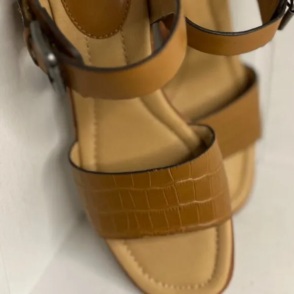 Sofft Garin Wedge Sandals in Tan Crocodile in Luggage Color Size 9M