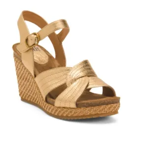 SOFFT Gold Leather Clarissa Comfort Wedge Sandals NWT