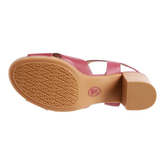 SOFFT raspberry Leather Lacie Comfort Heeled Sandals NWT