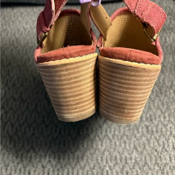 Sofft Sabie Clog Maroon Suede Wedge Slingback Buckle Shoes Women’s Size 8