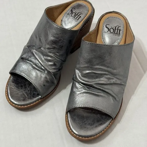 SOFFT Strathmore NWB Sz 8 Anthracite Italian Leather Comfort Sandals