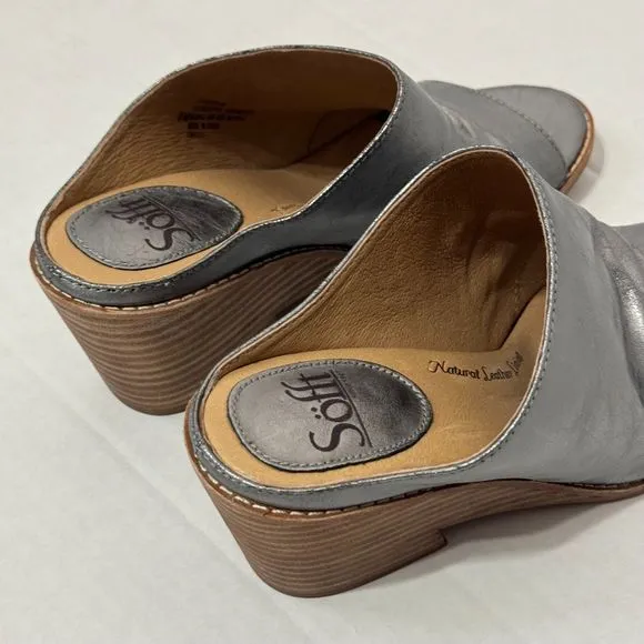 SOFFT Strathmore NWB Sz 8 Anthracite Italian Leather Comfort Sandals