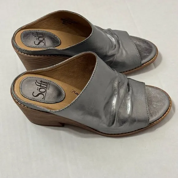 SOFFT Strathmore NWB Sz 8 Anthracite Italian Leather Comfort Sandals