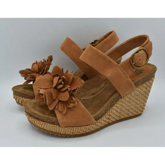 Sofft Womens Size 10 Cali Ginger Tan Suede Wedge Sandals Shoes