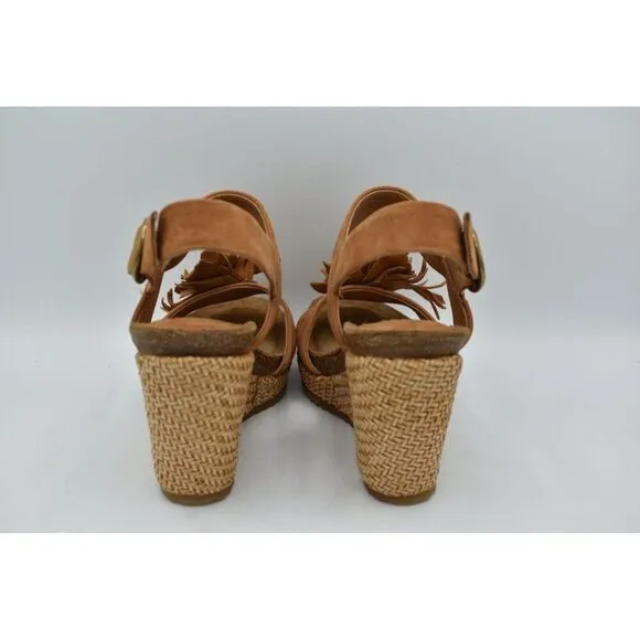 Sofft Womens Size 10 Cali Ginger Tan Suede Wedge Sandals Shoes