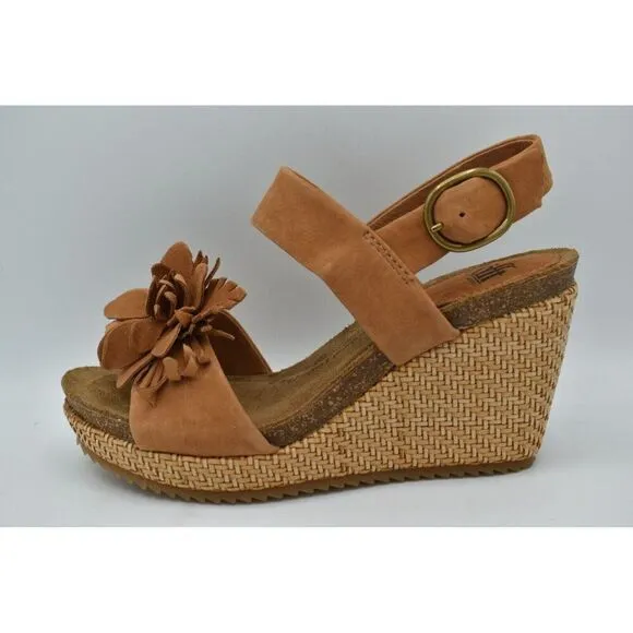 Sofft Womens Size 10 Cali Ginger Tan Suede Wedge Sandals Shoes