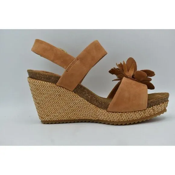 Sofft Womens Size 10 Cali Ginger Tan Suede Wedge Sandals Shoes