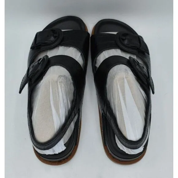 Sofft Womens Size 8 Adalia Croc Embossed Black Suede Leather Sandals Shoes