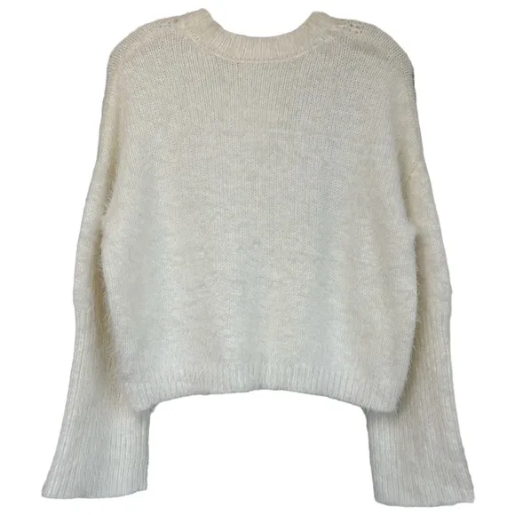 Soft Eyelash Cropped Cable Sweater BB Dakota Feelin Lashy Off White Size Small