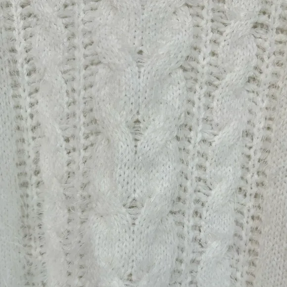 Soft Eyelash Cropped Cable Sweater BB Dakota Feelin Lashy Off White Size Small