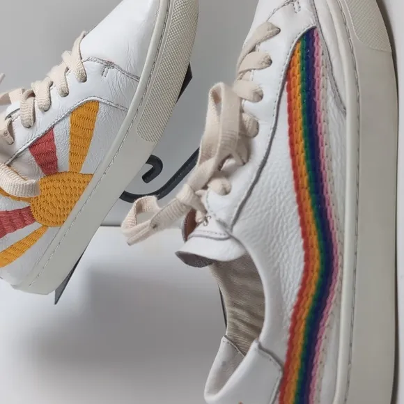 Soludos x Lockhart Embroidery Rainbow Wave Athletic Shoes Good Vibes Wom…