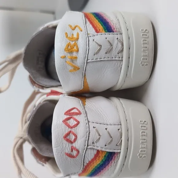 Soludos x Lockhart Embroidery Rainbow Wave Athletic Shoes Good Vibes Wom…