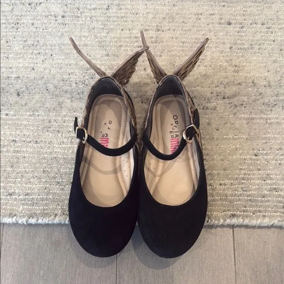 Sophia Webster Black Suede Shoes with Gold Butterflies