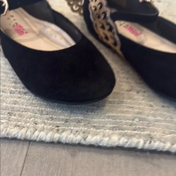 Sophia Webster Black Suede Shoes with Gold Butterflies