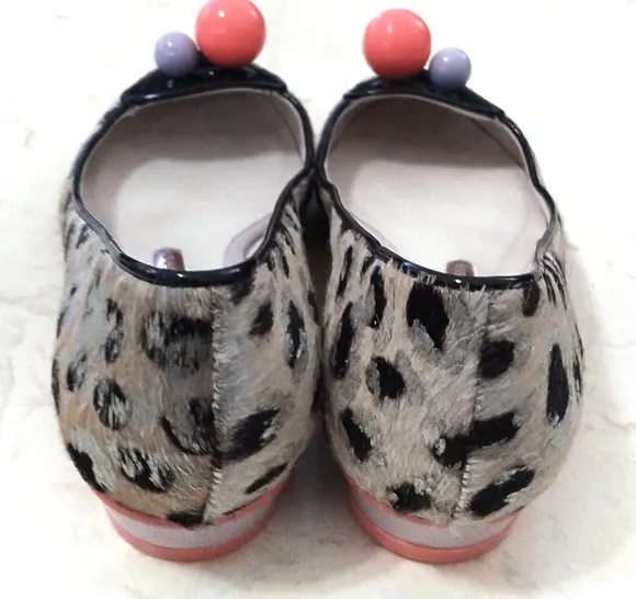 Sophia Webster Metallic Calf Hair Leopard Print Flats
