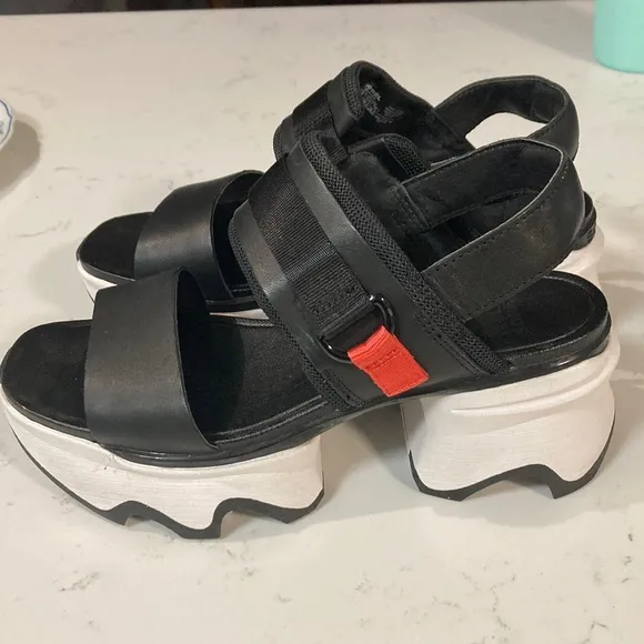 Sorel Black and White Sandals with Sporty Design