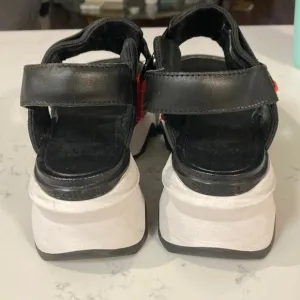 Sorel Black and White Sandals with Sporty Design