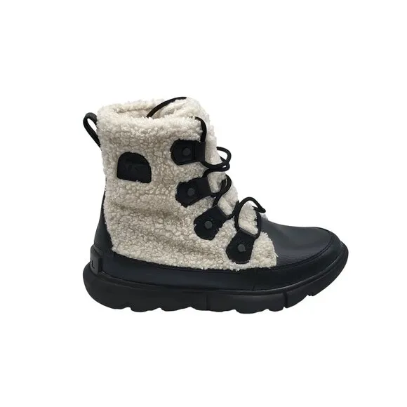 Sorel Boots Explorer II Womens Joan Cozy Waterproof  Black White Size 6.5