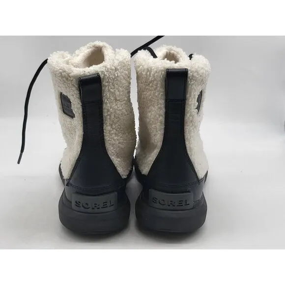 Sorel Boots Explorer II Womens Joan Cozy Waterproof  Black White Size 6.5