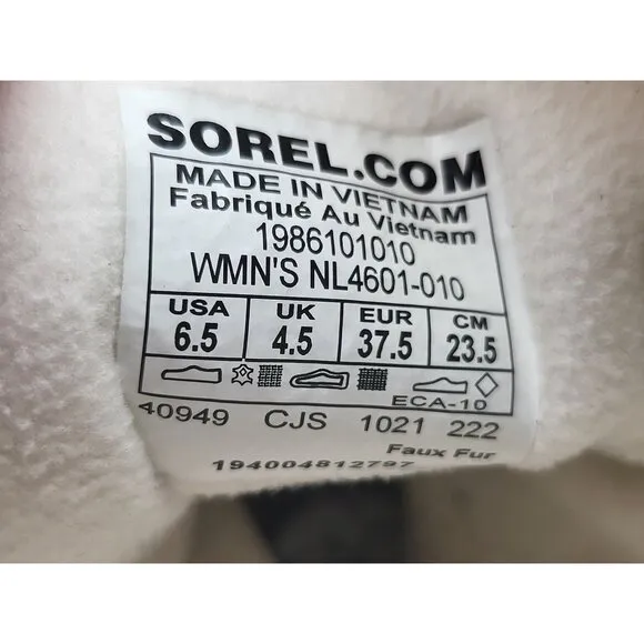 Sorel Boots Explorer II Womens Joan Cozy Waterproof  Black White Size 6.5
