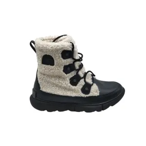 Sorel Boots Explorer II Womens Joan Cozy Waterproof  Black White Size 6.5