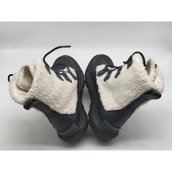 Sorel Boots Explorer II Womens Joan Cozy Waterproof  Black White Size 6.5
