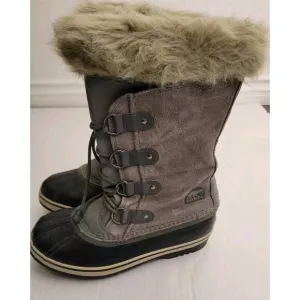 Sorel Boots Womens Sz 7 Joan Of Arctic Faux Fur Waterproof Snow Gray