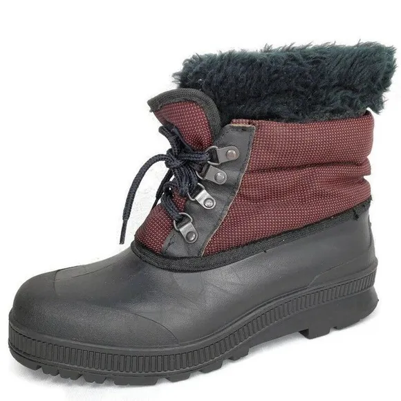 Sorel Burgundy Water Proof Winter Faux Fur Wool Felt Liners Snow Boots Sz 10