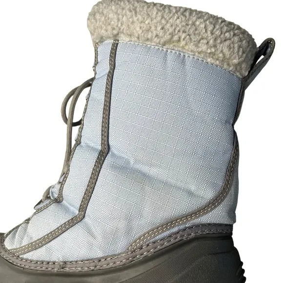 Sorel Cumberland Light Blue Grey Tall Fleece Lined Lace-Up Winter Snow Boots 9.5