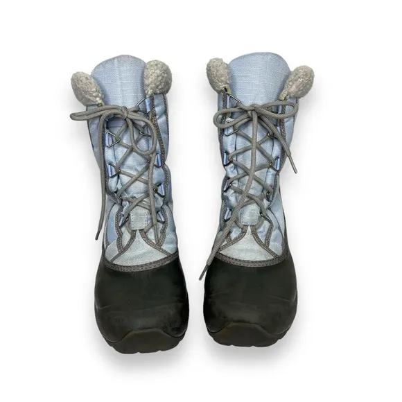 Sorel Cumberland Light Blue Grey Tall Fleece Lined Lace-Up Winter Snow Boots 9.5