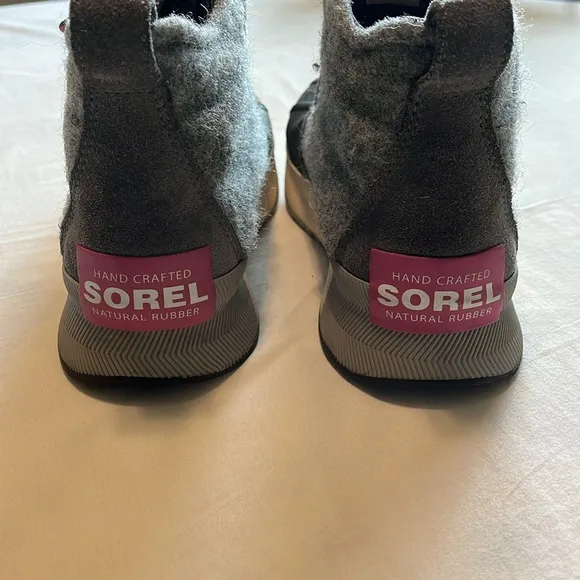 Sorel Gray and Pink Lace-Up Boots