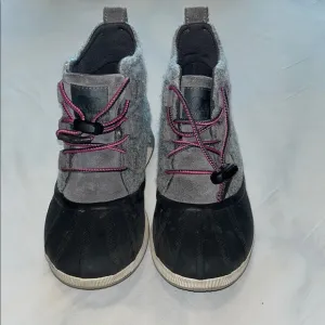 Sorel Gray and Pink Lace-Up Boots
