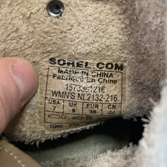 Sorel Joan of Arctic Tan Leather Hidden Heel Ankle Boots Womens Size 7 NL2132