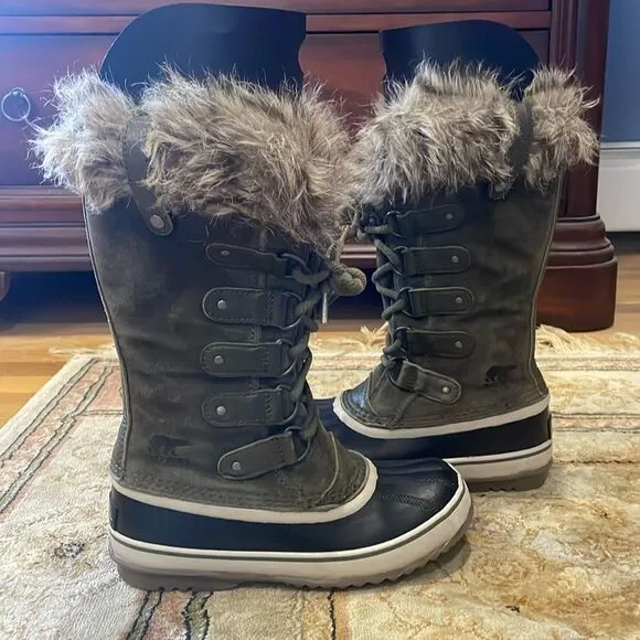 Sorel Joan of Arctic Warm Waterproof Green Suede Women’s Sz 6 Winter Snow Boots