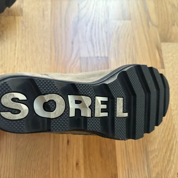 Sorel Joan of Arctic Wedge II Waterproof Zipper Gray Black Leather Boot Women 10