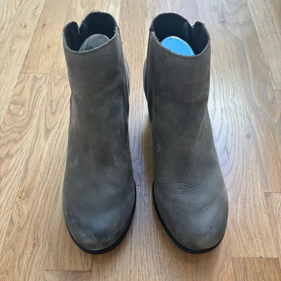 Sorel Joan of Arctic Wedge II Waterproof Zipper Gray Black Leather Boot Women 10