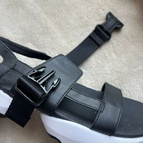 Sorel Kinetic Impact Black &amp; White Slingback Comfort Sandal Shoes Women US 7.5